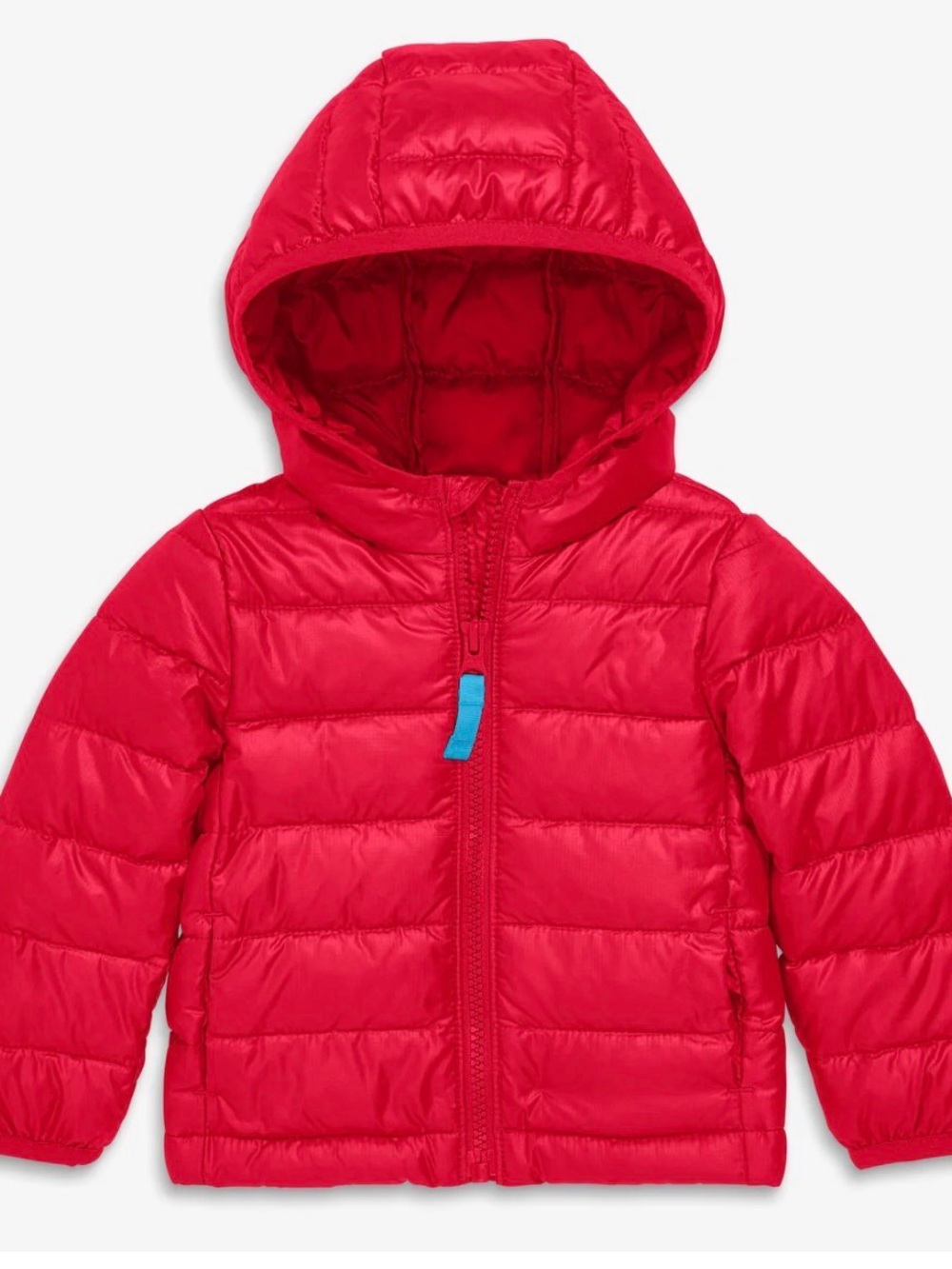 Primary Bright Red Hooded Puffer Jacket for 12-18 months